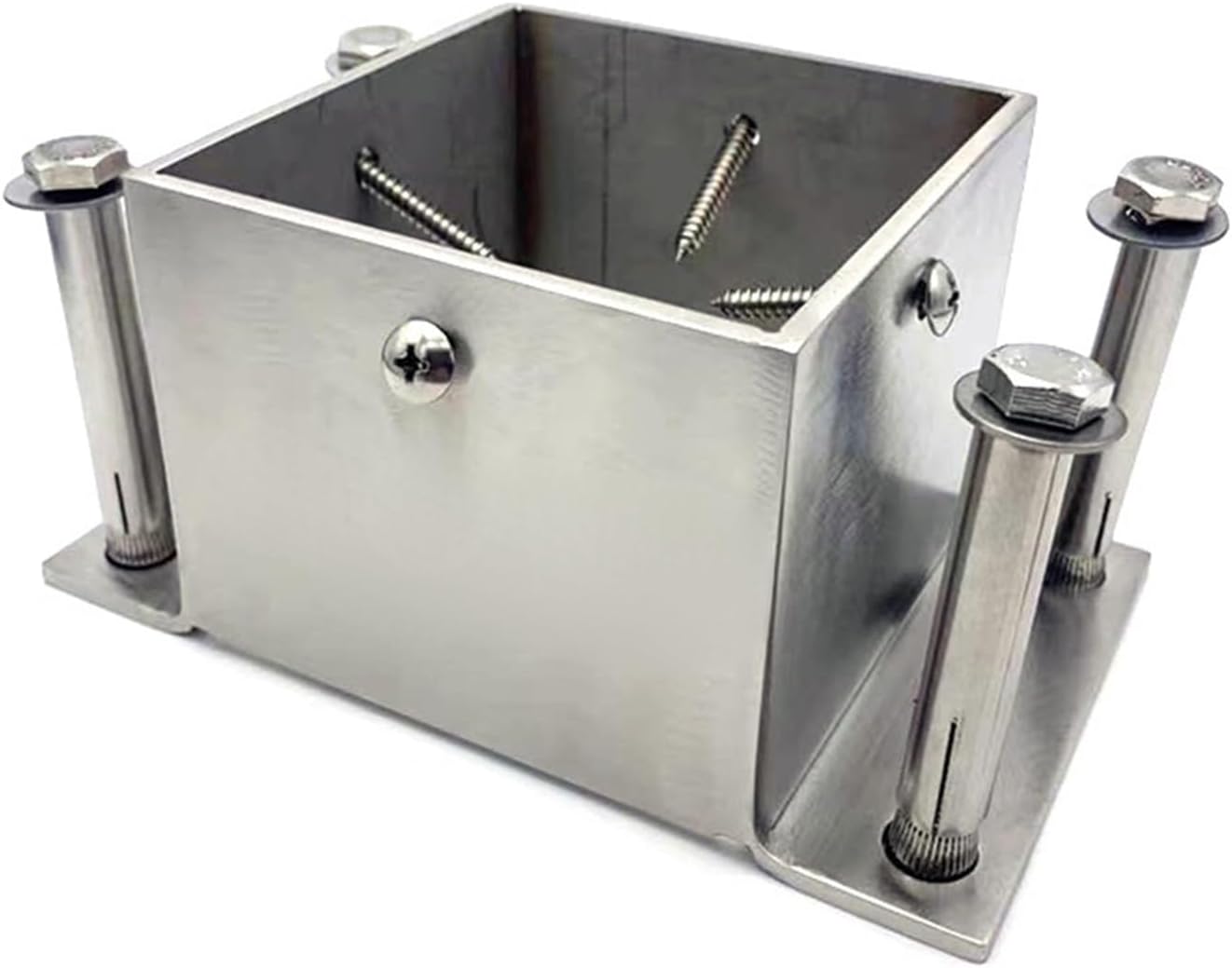 Stainless Steel Post Base 2x2 3x3 4x4 5x5 6x6 7x7 8x8 Inch, Heavy Duty Post Bracket for Concrete/Wood Deck/Pergola/Mailbox, Railing Post Anchors Square (Size : 140x140 mm (5.5x5.5 in))