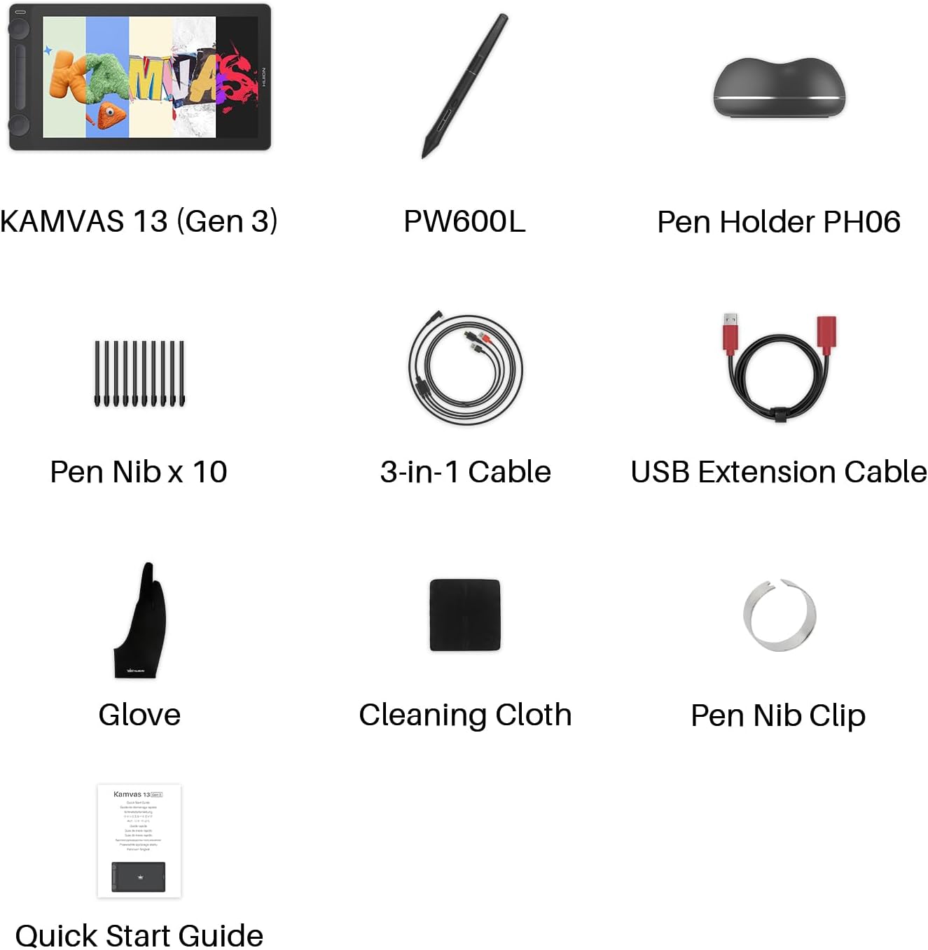 HUION Kamvas 13 (Gen 3) Drawing Tablet with Screen, 13.3-inch Full-Laminated Art Tablet with Anti-Sparkle Canvas Glass, 99% sRGB, PenTech 4.0, 16384 Pen Pressure, Dual Dials for Digital Art, Black