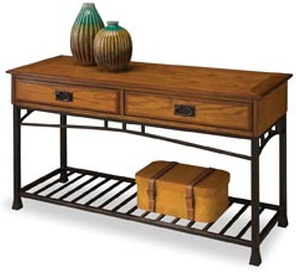 Modern Craftsman Distressed Oak Sofa Table by Home Styles 16D x 44.5W x 20H in