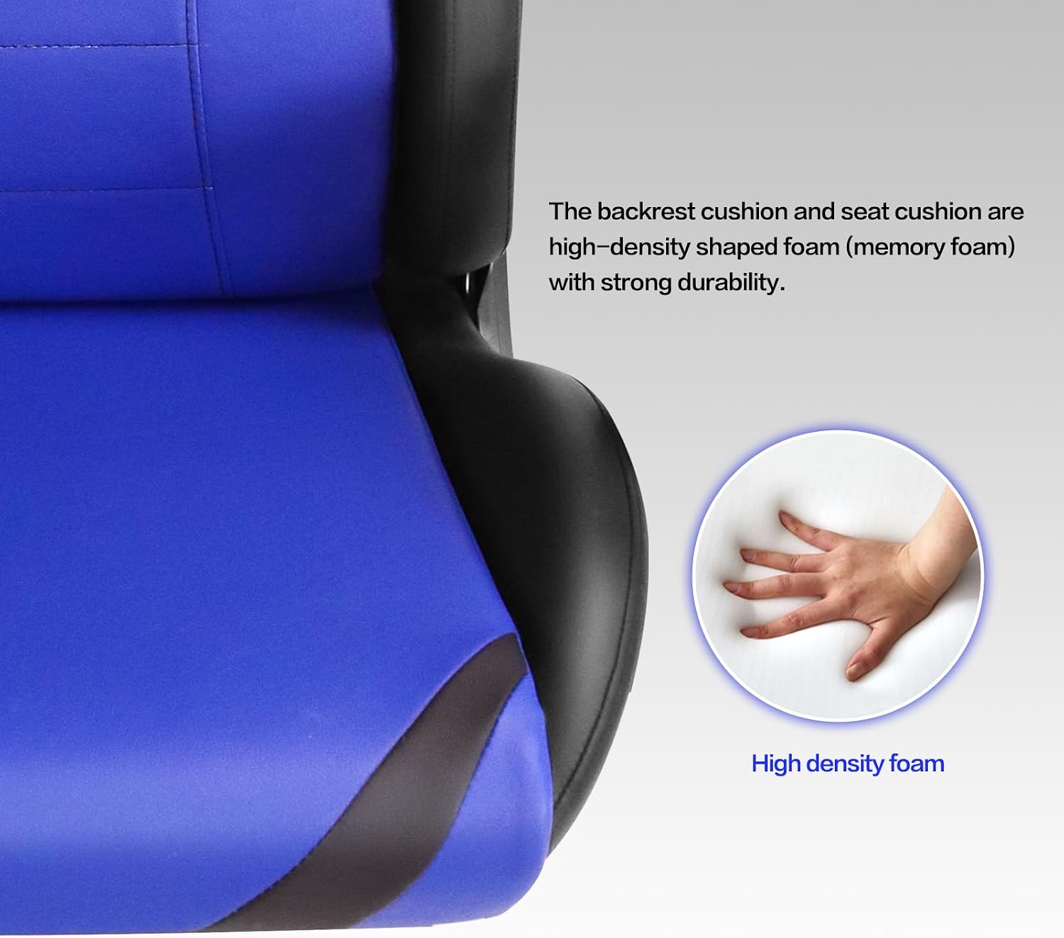 Modern-Depo Video Gaming Chair with 360°-Swivel Seat and Headrest | High-Density Memory Foam Ergonomic Office Chair, Big and Tall Computer Chair for Home, Office, Blue Black