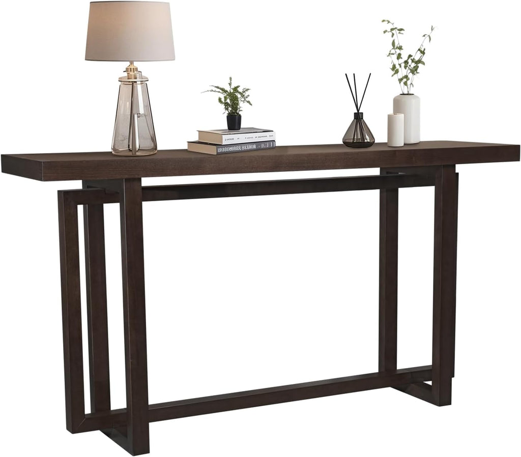 LKTART 59.05-Inch Long Behind Couch Sofa Table for Living Room, Farmhouse Console Table with Storage, Narrow Accent Entryway Tables for Hallway Entrance Foyer (Espresso)