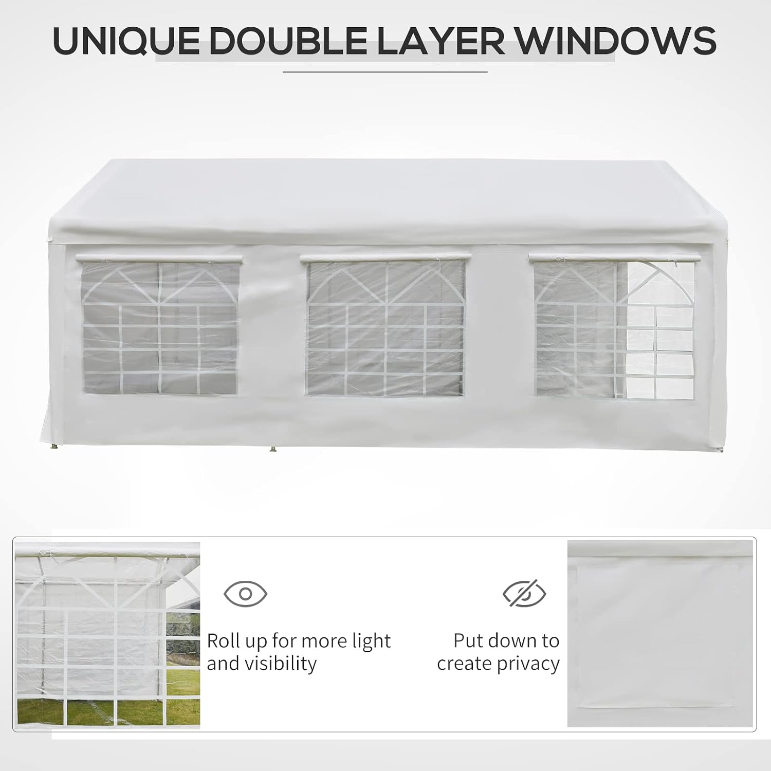 Outsunny 10 x 20 ft Heavy Duty Party Tent Outdoor Gazebo Wedding Tent Event Shelter Carport BBQ with Removable Sidewalls & Windows, Outside Waterproof Canopy for Parties, White