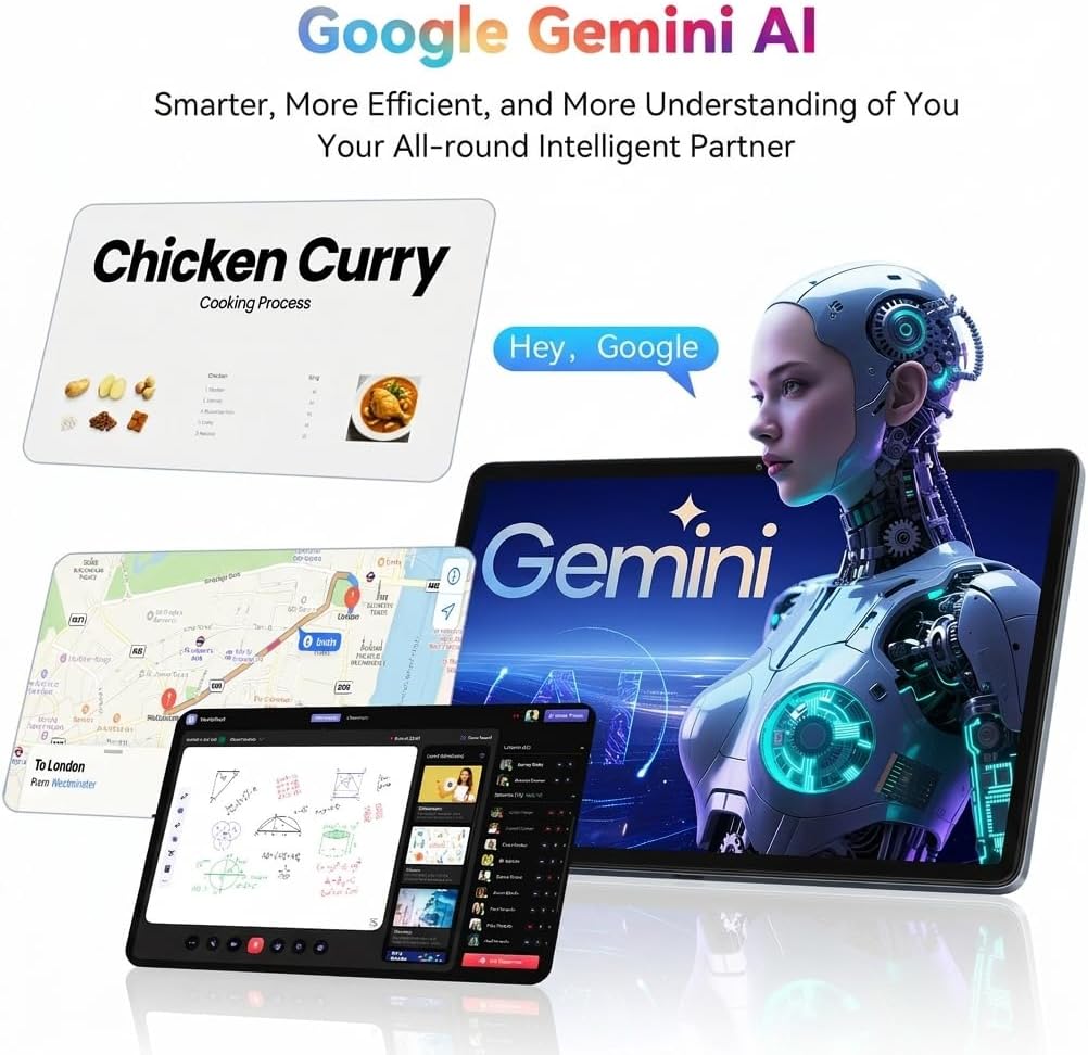 Android 16 Tablet 2026, Android Tablet with Pen and Keyboard, Gemini Ai, 24GB +256GB/2TB, 8MP AI Camera, Widevine L1, Fast Charge, 2 in 1 with Mouse and Stand, 4 Year Warranty