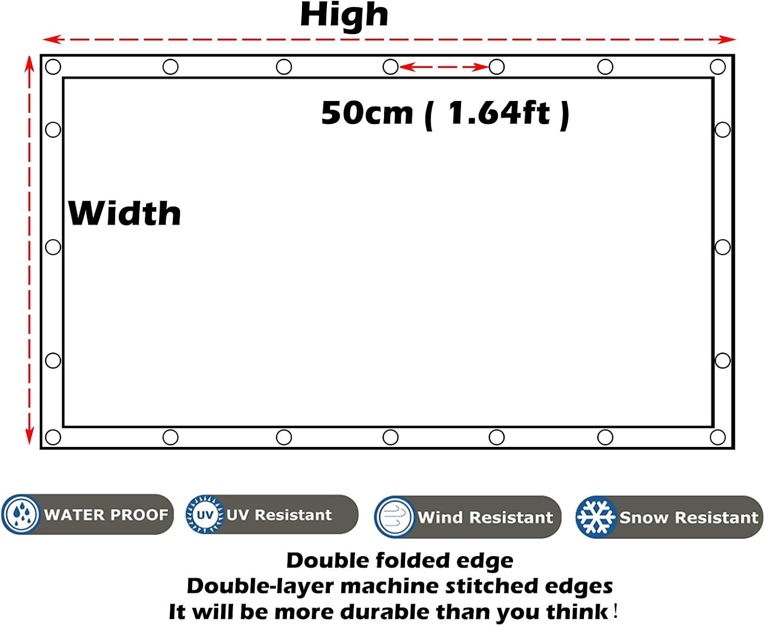Waterproof Tarpaulin Heavy Duty 0.12mm PE Tarpaulin, Transparent Tarpaulin with Rustproof Grommets, for Pergola, Porch, Gazebos, Customizable(20x11'/6x3.5m)