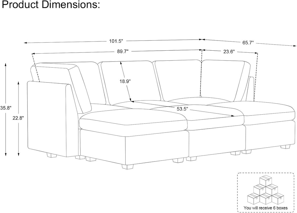 Belffin Modular Sectional Sofa with Sleeper Sofa, Oversized Cloud Couch with Extra Deep Seat, Upholstered 6 Seat Sectional Couches for Living Room, Plush Corduroy Green