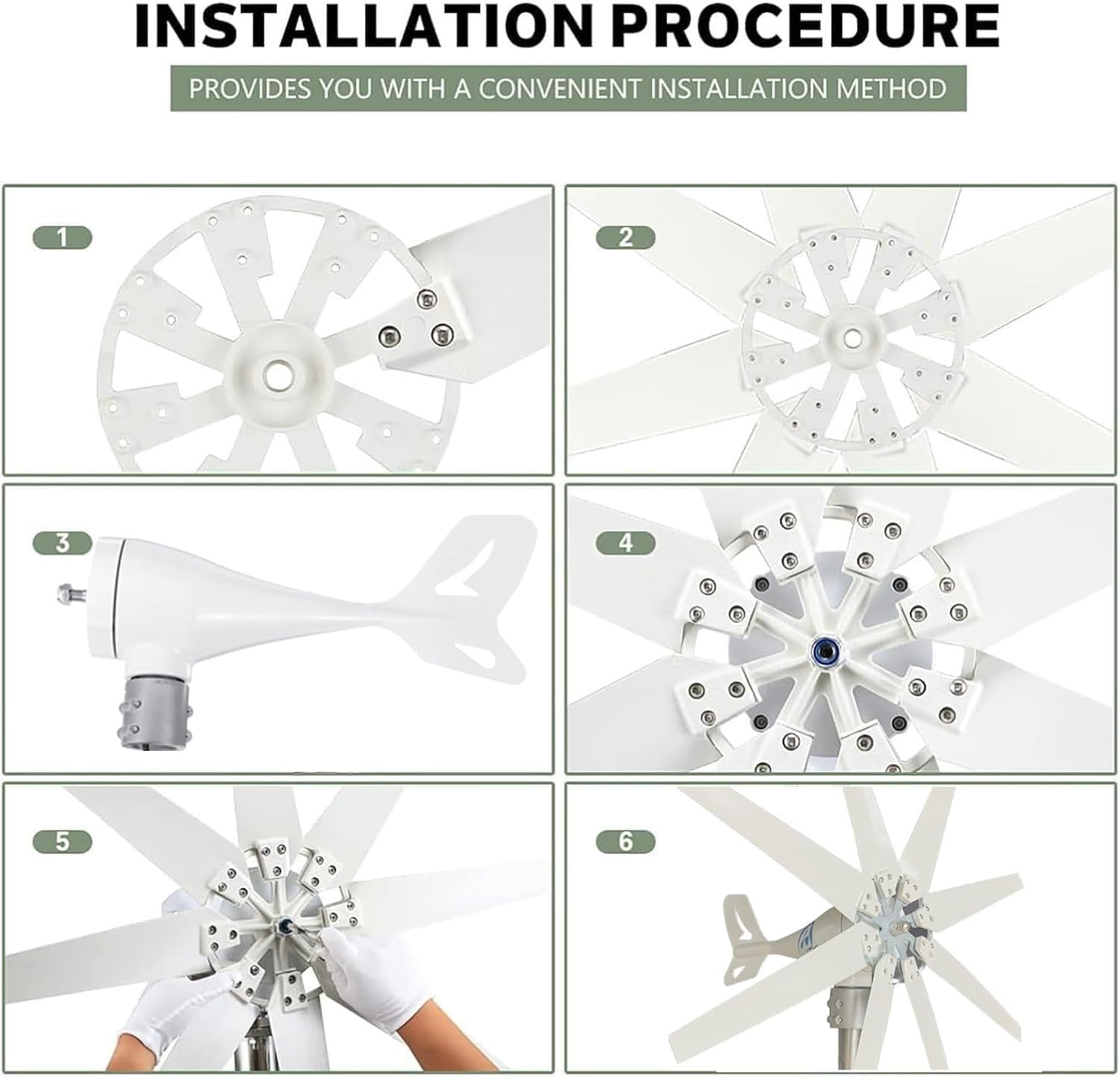 Wind Turbine Generator Kit, 15000W 12/24/48V/110V/220V, Power, with 8 Blade, with MPPT Controller, Windmill Suit for Hybrid Solar Systemfor, Marine, RV, Home(24V)