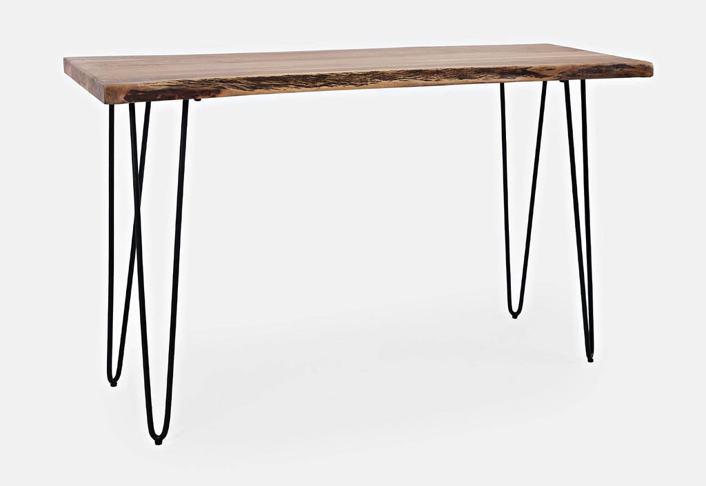 Jofran Solid Acacia Wood Sofa Table 50 Inch with Iron Legs, Contemporary Console Table for Living Room Entryway, Narrow Accent Table, Natural