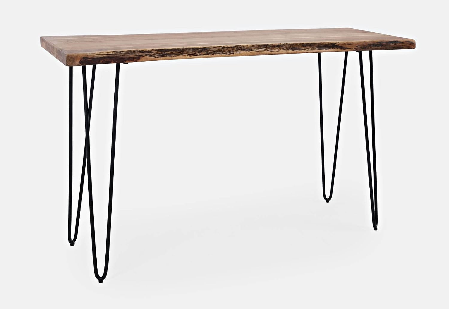 Jofran Solid Acacia Wood Sofa Table 50 Inch with Iron Legs, Contemporary Console Table for Living Room Entryway, Narrow Accent Table, Natural