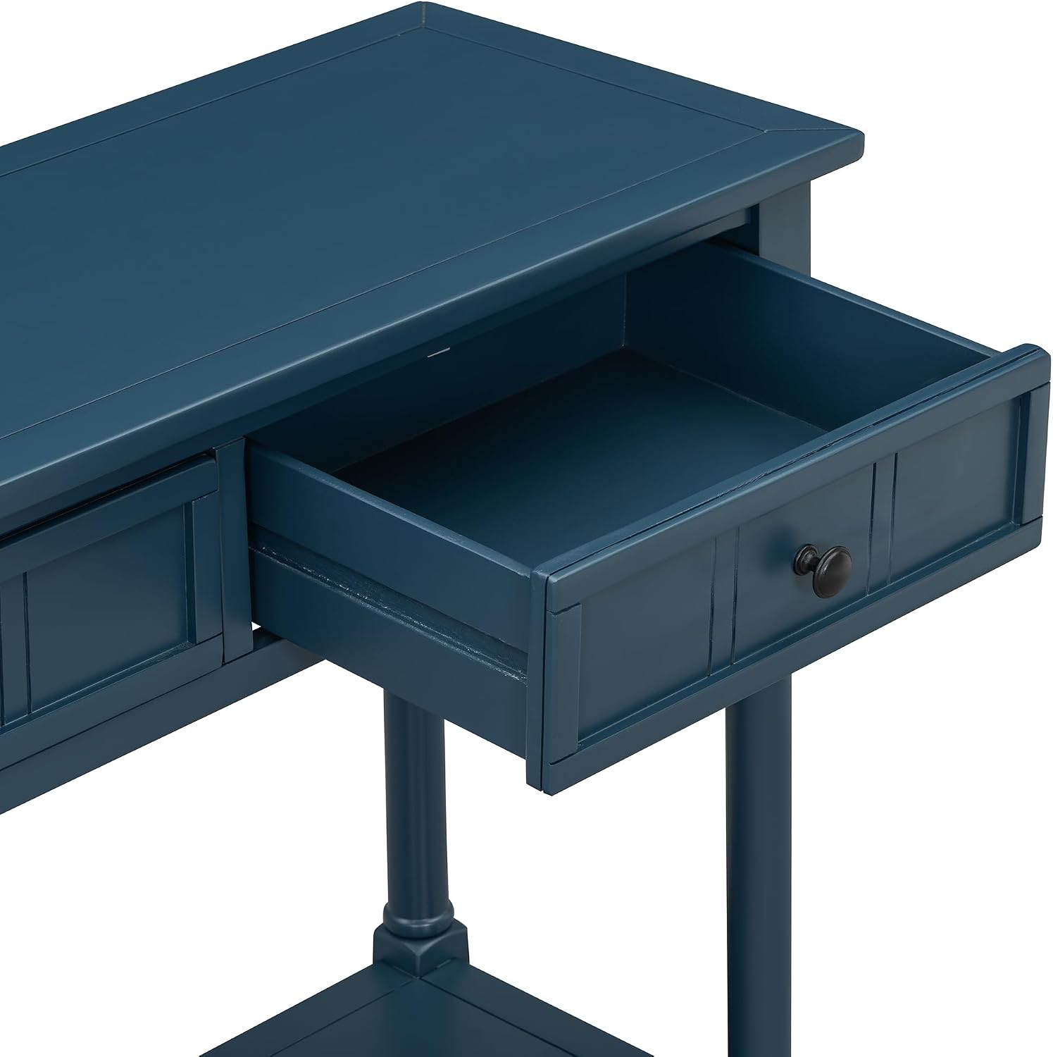 Knocbel Antique Entry Console Table with 2 Drawers & Bottom Open Shelf, Wood Sofa Tables for Entryway Hallway Living Room, 35.34' W x 13.8' D x 30.25' H, Dark Navy
