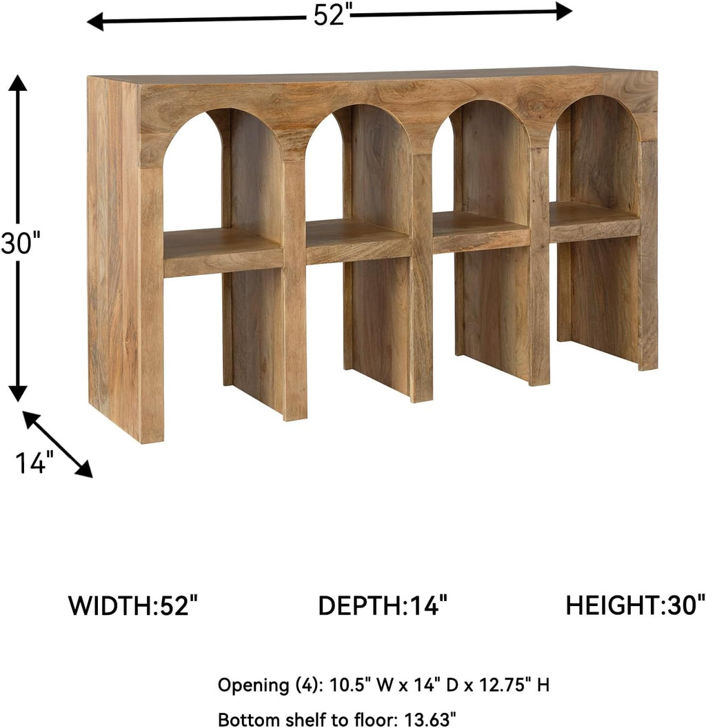 Signature Design by Ashley Luzmanacy Casual Solid Mango Wood Console Sofa Table with Shelf, Light Brown