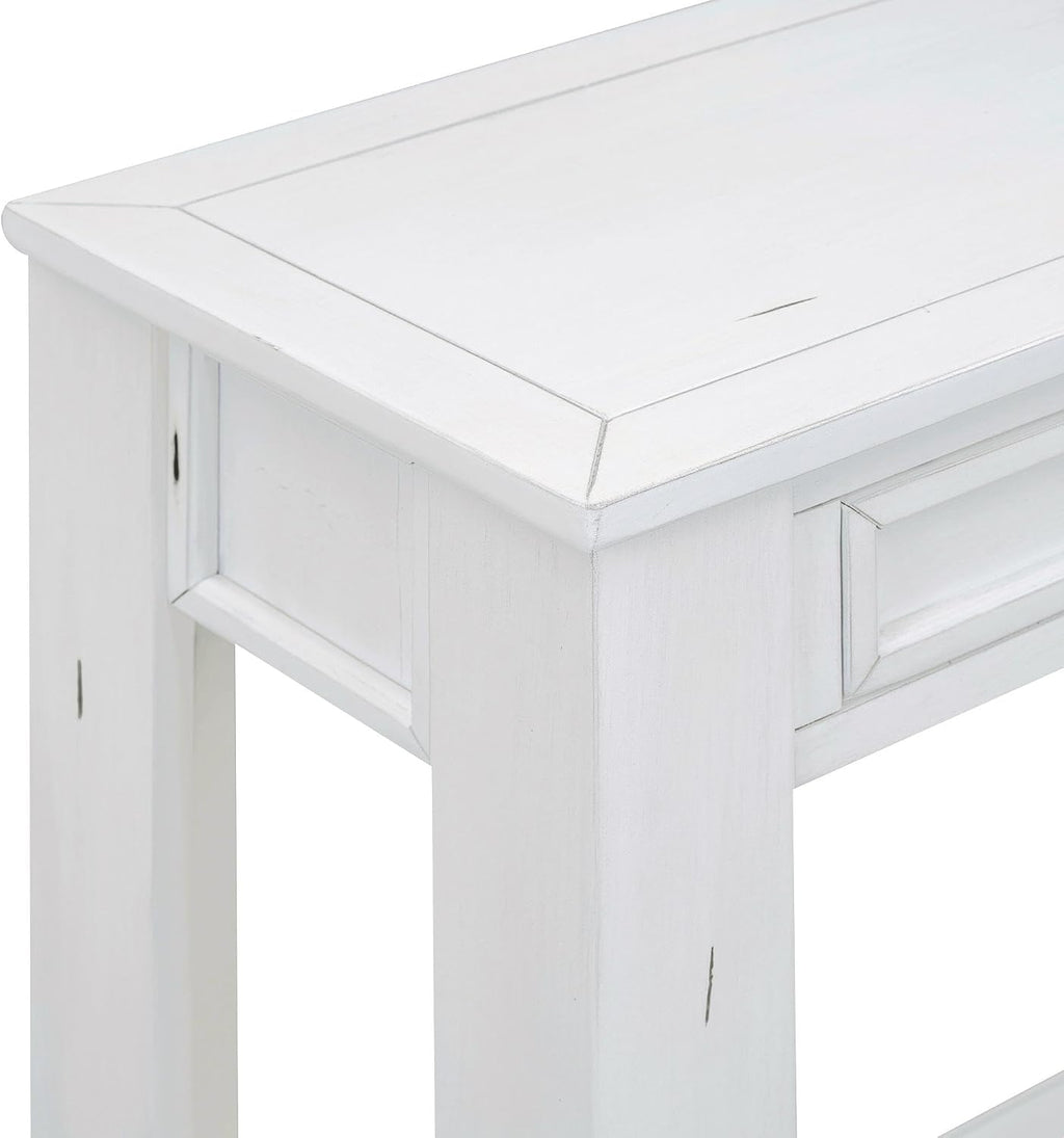 GDFStudio Farmhouse Console Table with 4 Drawer 63' Long Rustic Entryway Table with Open Storage Shelves Vintage Metal Handle Narrow Foyer Sofa Tables for Living Room Entryway Hallway, Antique White