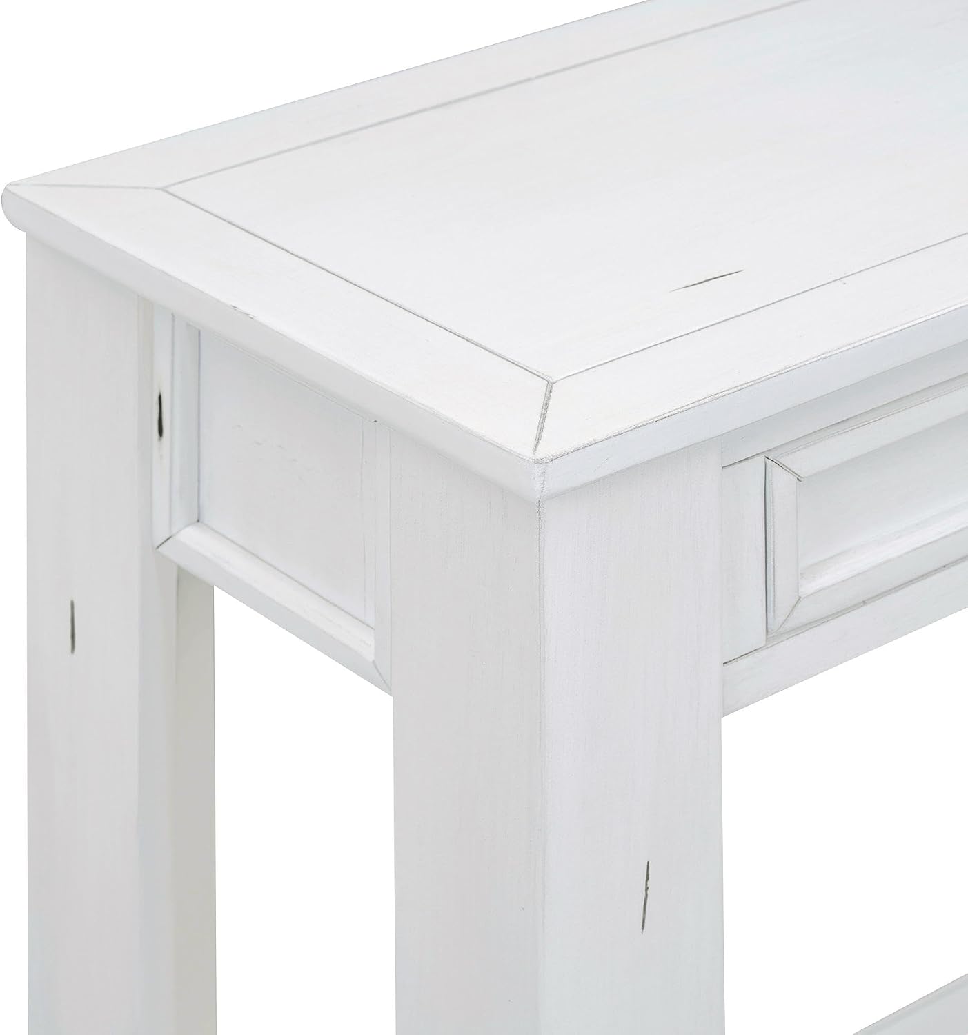 GDFStudio Farmhouse Console Table with 4 Drawer 63' Long Rustic Entryway Table with Open Storage Shelves Vintage Metal Handle Narrow Foyer Sofa Tables for Living Room Entryway Hallway, Antique White