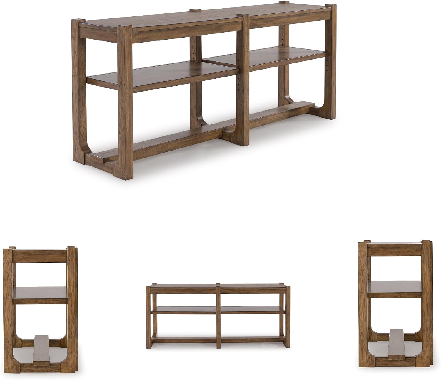Signature Design by Ashley Cabalynn Farmhouse Sofa Table with 2 Adjustable Shelves, Light Brown