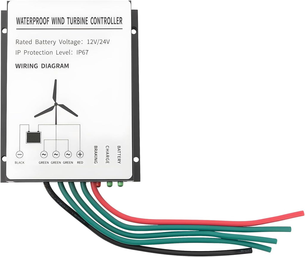 400W 12V Wind Turbine Generator Kit, 3-Blades Helix Wind Turbine Generator, Automatic Speed Regulation Vertical Axis Power Generator with Controller