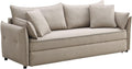 Acme Irina Fabric Upholstered Sofa with Full Size Sleeper and 4 Pillows in Beige