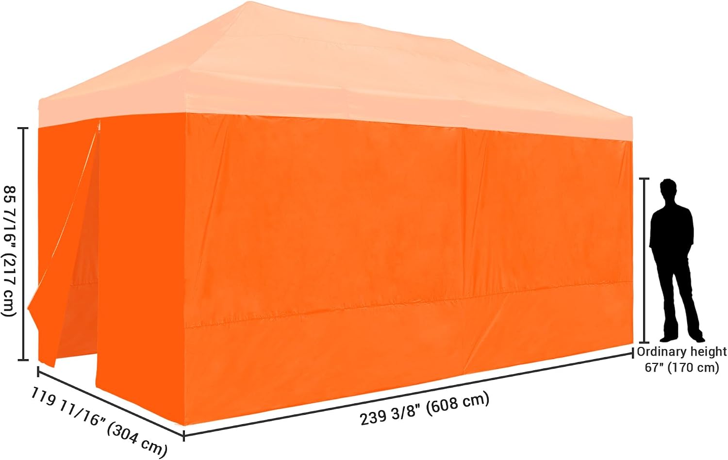 InstaHibit 6 Pack Side Wall for 10x20 Ft EZ Pop Up Canopy Tent UV50+ Zipper 550D (Sidewall Only)