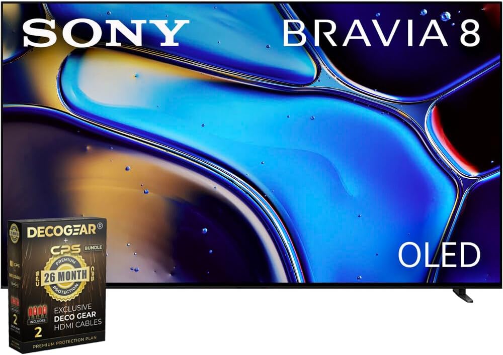 Sony K77XR80 BRAVIA 8 77 inch 4K HDR Smart OLED TV 2024 Bundle with 2 YR CPS Enhanced Protection Pack