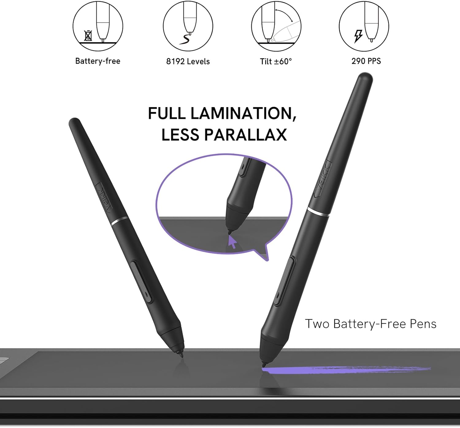 VEIKK VK1200 V2 Drawing Tablet with Screen,11.6-inch Full-Laminated Graphic Drawing Monitor,2 Battery-Free Pens with Tilt Function,6 Customizable Keys,Anti-Glare Glass(Must be Connected to PC to Work)