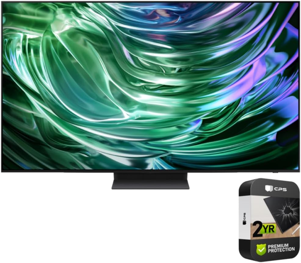Samsung QN55S90DA 55 Inch OLED 4K Smart TV (2024) (Renewed) Bundle with 2 Year Enhanced Protection Pack