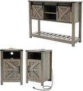 Farmhouse Entryway Table Set of 3, Console Table with Storage and 2 End Tables, Rustic Sofa Table Set for Living Room, Hallway, Bedroom, Grey