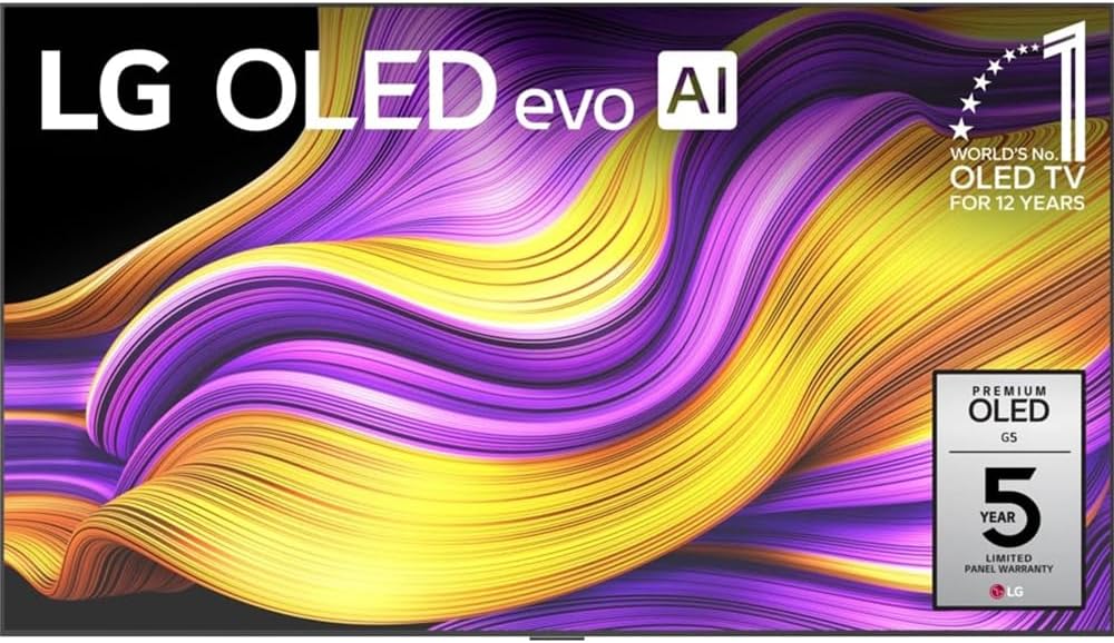 LG 77' G5 OLED evo 4K UHD TV with One Wall Design 2025 Bundle with Deco Essentials CPS Exclusive 26 Month Protection, 2X HDMI Cable, Surge Adapter & Deco Gear Home Theater Beginner's Guidebook