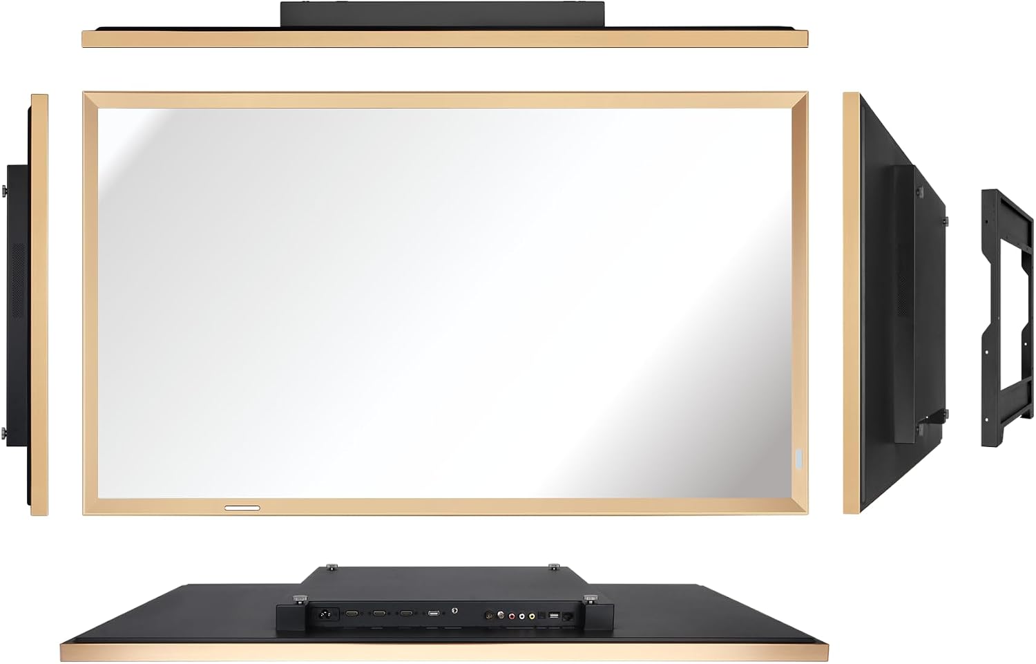 Soulaca 43 inches Smart Mirror TV with Champagne Gold Aluminum Alloy Frame webOS Hub ATSC DTV ThinQ Voice Control Built-in Streaming Apps for Kitchen Smart Gallery
