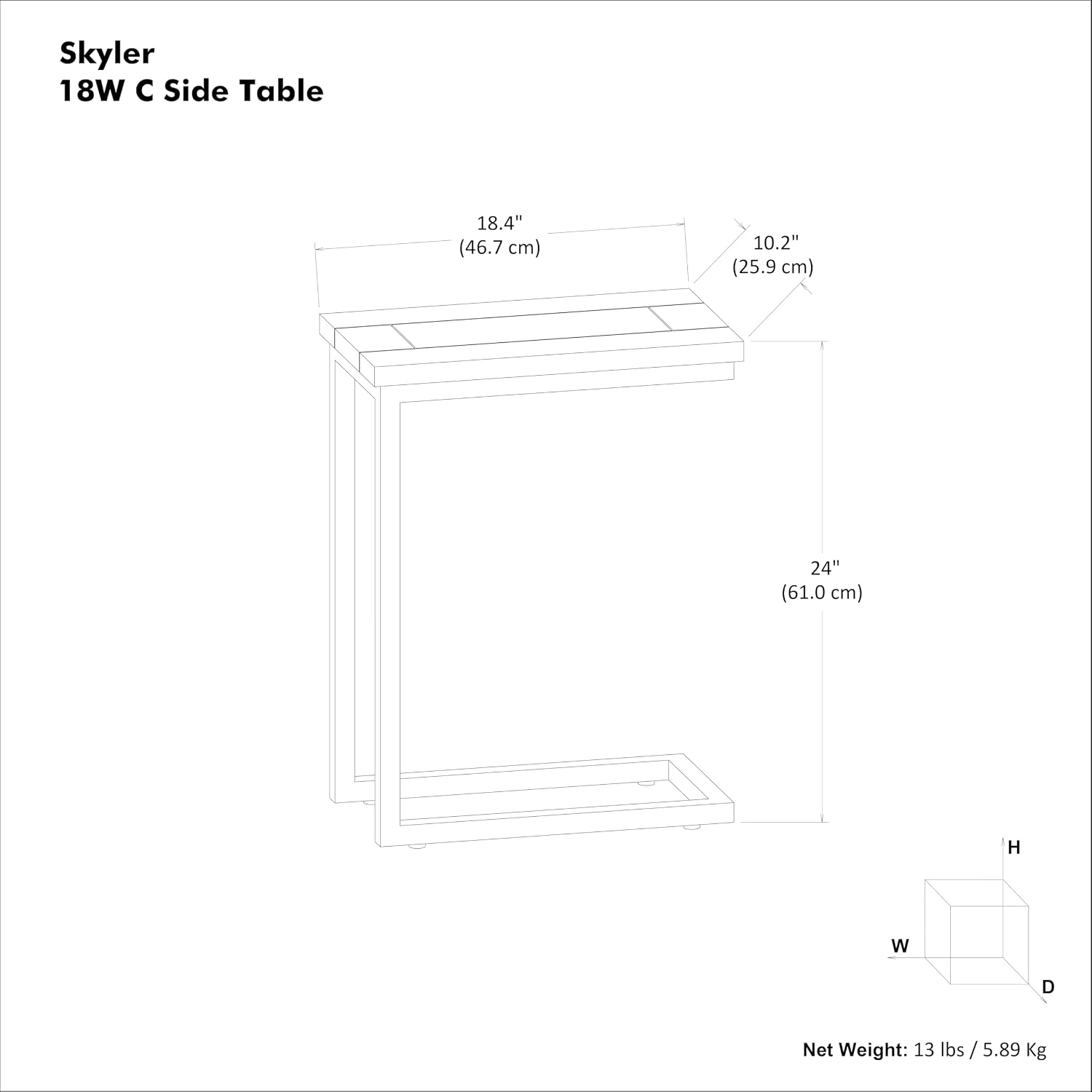 SIMPLIHOME Skyler C-Side Table - 18' Wide x 24' High Solid Mango Wood and Metal Slide-Under Table in Beach Brown, Industrial Accent Table or End Table for Living Room with Open Frame Design, Assembled