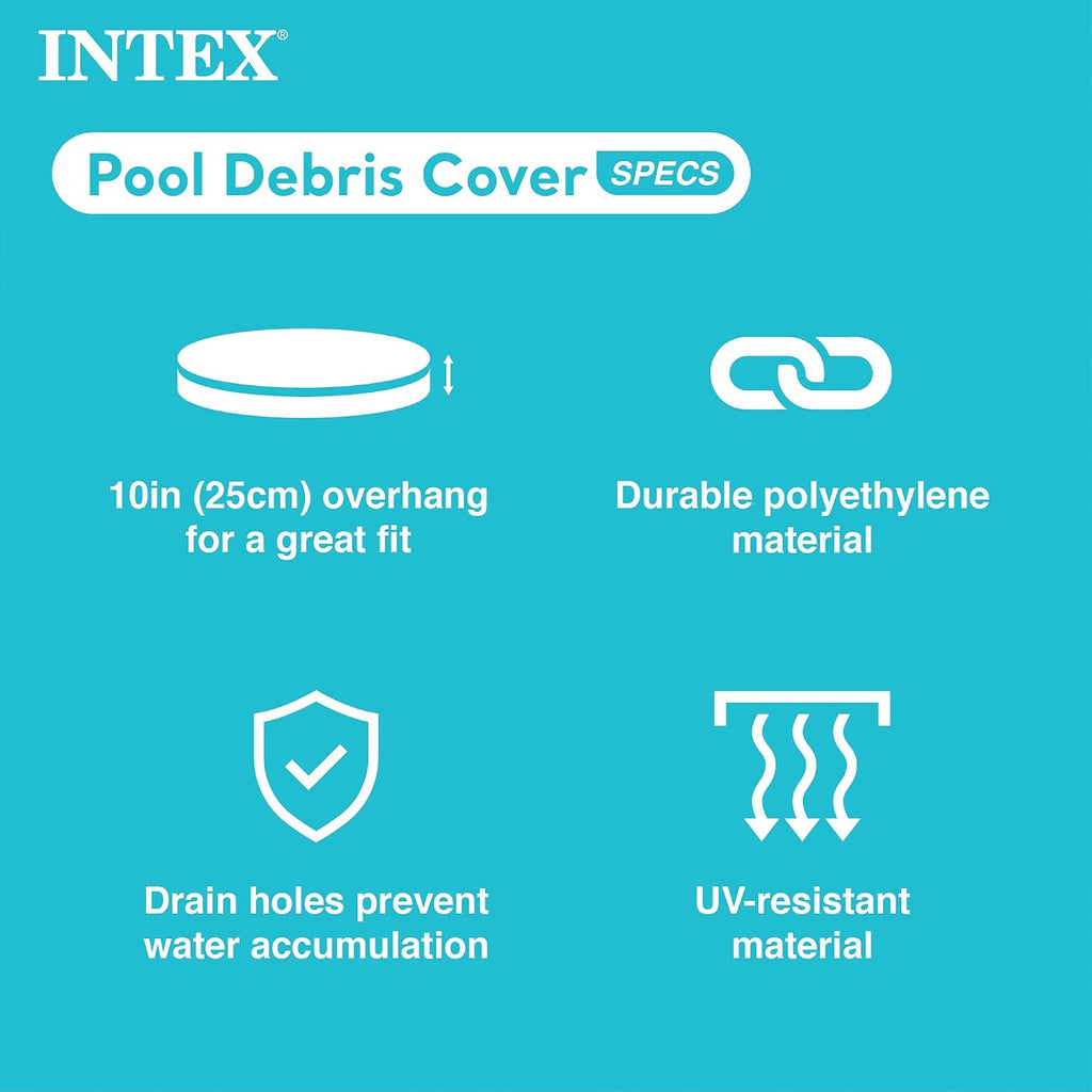 Intex 15 Foot by 48 Inch Round Metal Frame Above Ground Swimming Pool Set for Outdoor Use with Filter Pump, Ladder, Ground Cloth, and Cover, Blue