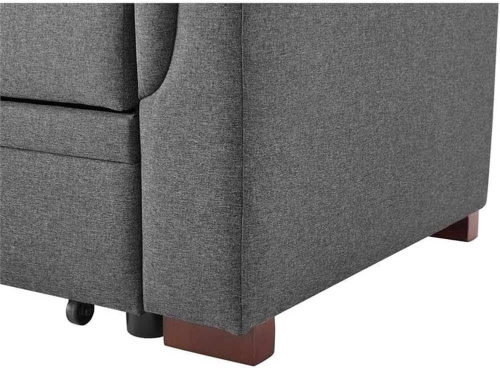 BOWERY HILL Steel Gray Linen Reversible Sectional Sleeper Sofa with Storage, Cotton Blend Upholstery, Pull-Out Bed, Tufted Cushions, Modern Design for Living Room, Small Space Furniture, 3-Seater
