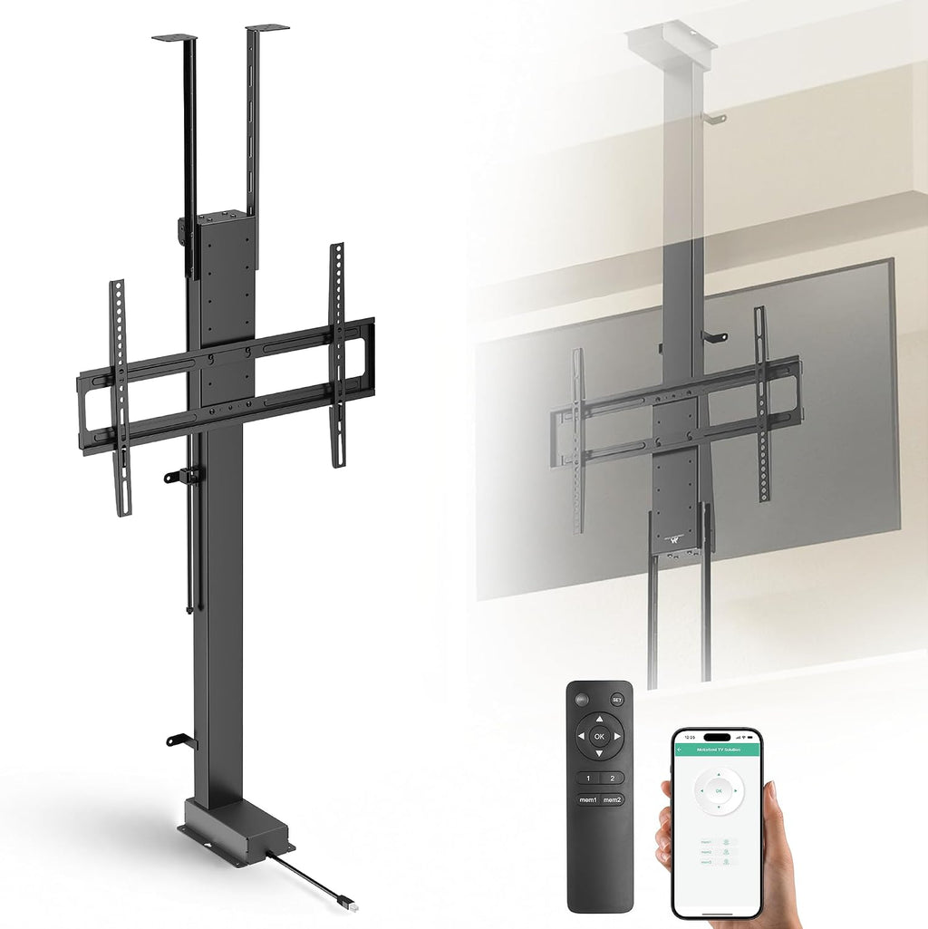 ynVISION.DESIGN Motorized TV Lift & Ceiling Drop Down Mount for 43-88 Inch TVs - 47in Travel Distance - RF Remote & WiFi Voice Control - Floor/Ceiling Installation - Max VESA 600x400, 132 lb Limit