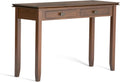 SIMPLIHOME Artisan Console Table - 46 Inch Wide Solid Wood Sofa Table in Russet Brown, Transitional Storage Table for Entryway or Living Room with 2 Drawers and Clean Angle-Edged Top