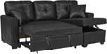 L Shaped Sectional Couch with Storage and Pull Out Bed, 3 Seater Sleeper Sofas Convertible Couches with Reversible Chaise for Living Room, Space Saving Small Sofa Bed for Small Spaces