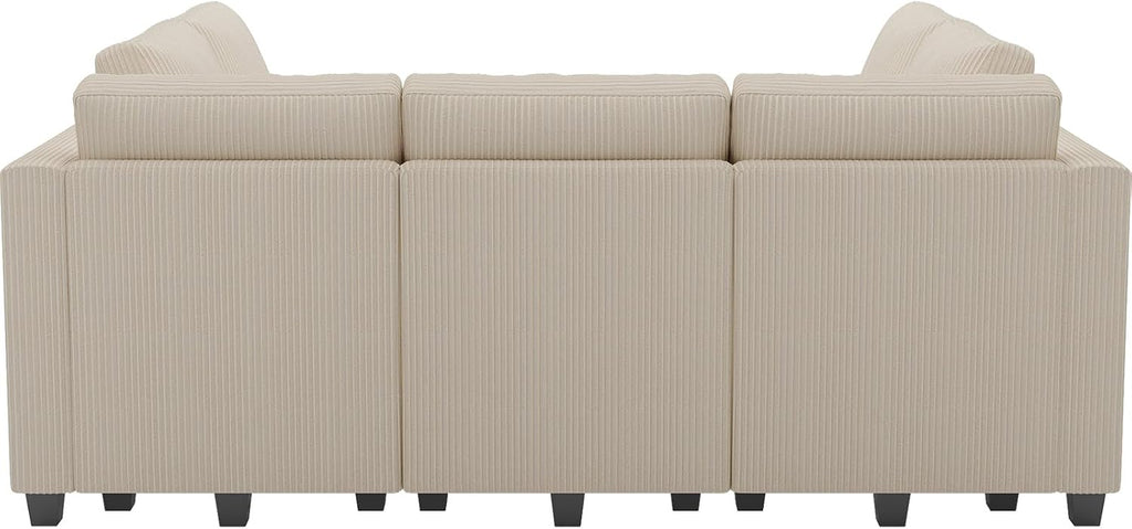Belffin Corduroy Modular Sectional Sofa 9 Seat Convertible Sectional Sleeper Sofa Bed with Storage Ottomans Modular Sectional Couch Bed for Living Room Beige