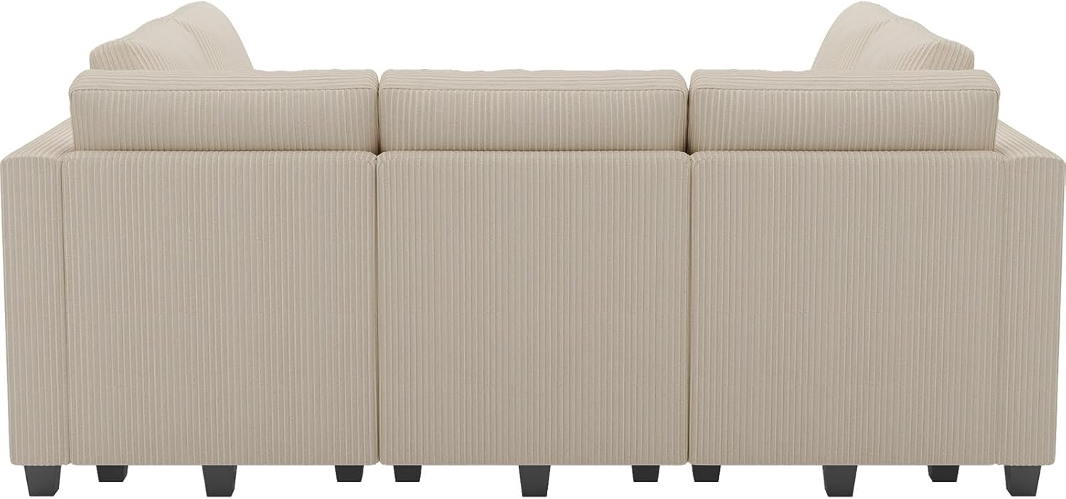 Belffin Corduroy Modular Sectional Sofa 9 Seat Convertible Sectional Sleeper Sofa Bed with Storage Ottomans Modular Sectional Couch Bed for Living Room Beige