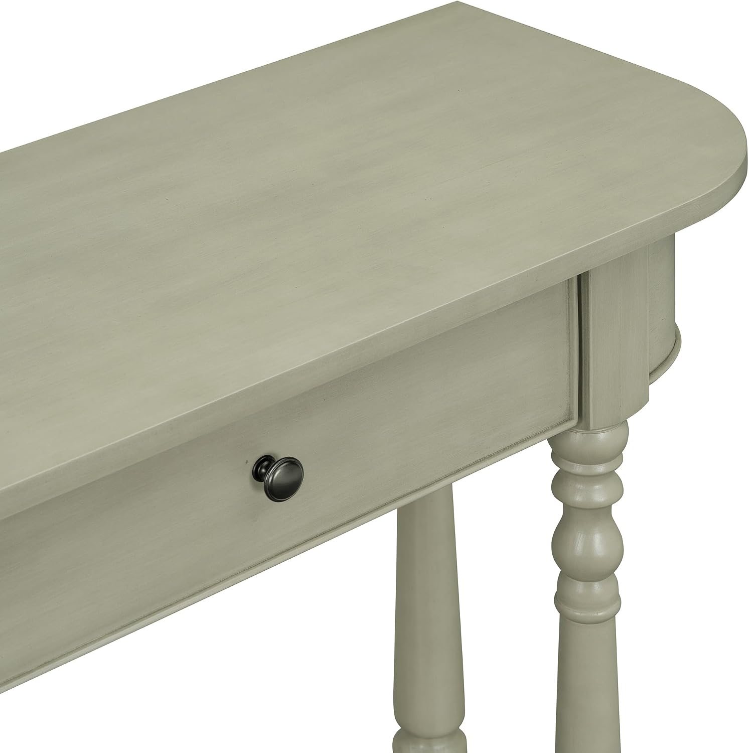 Small Curved Console Table 36-Inch Retro Farmhouse Entryway Sofa Table with Drawer & Storage Shelf for Entry Hallway Foyer Living Room Furniture, Solid Wood Legs, Space-Saving, Gray