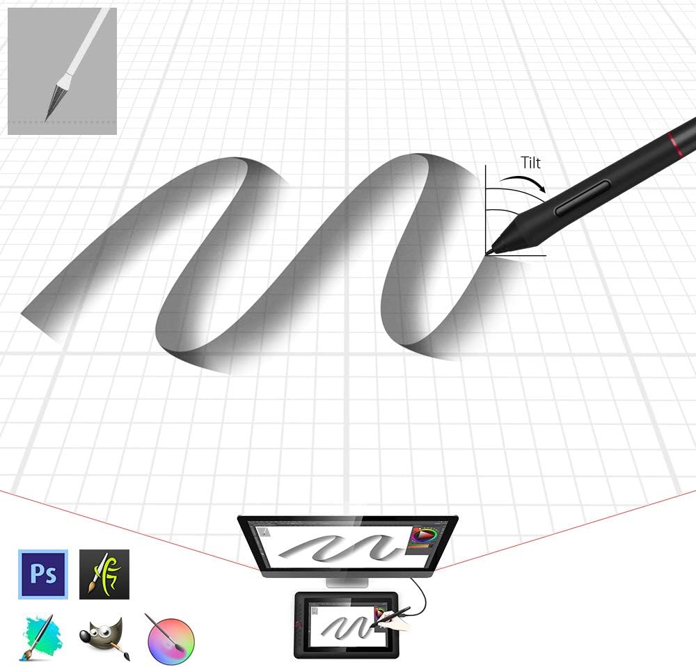 XPPen Artist 24 Pro 2.5K QHD Drawing Tablet with Screen,16.7M Colors Graphics Tablet with 8192 Pen Pressure Battery-Free Tilt Stylus and XPPen PA2 8192 Pen Pressure Battery-Free Stylus