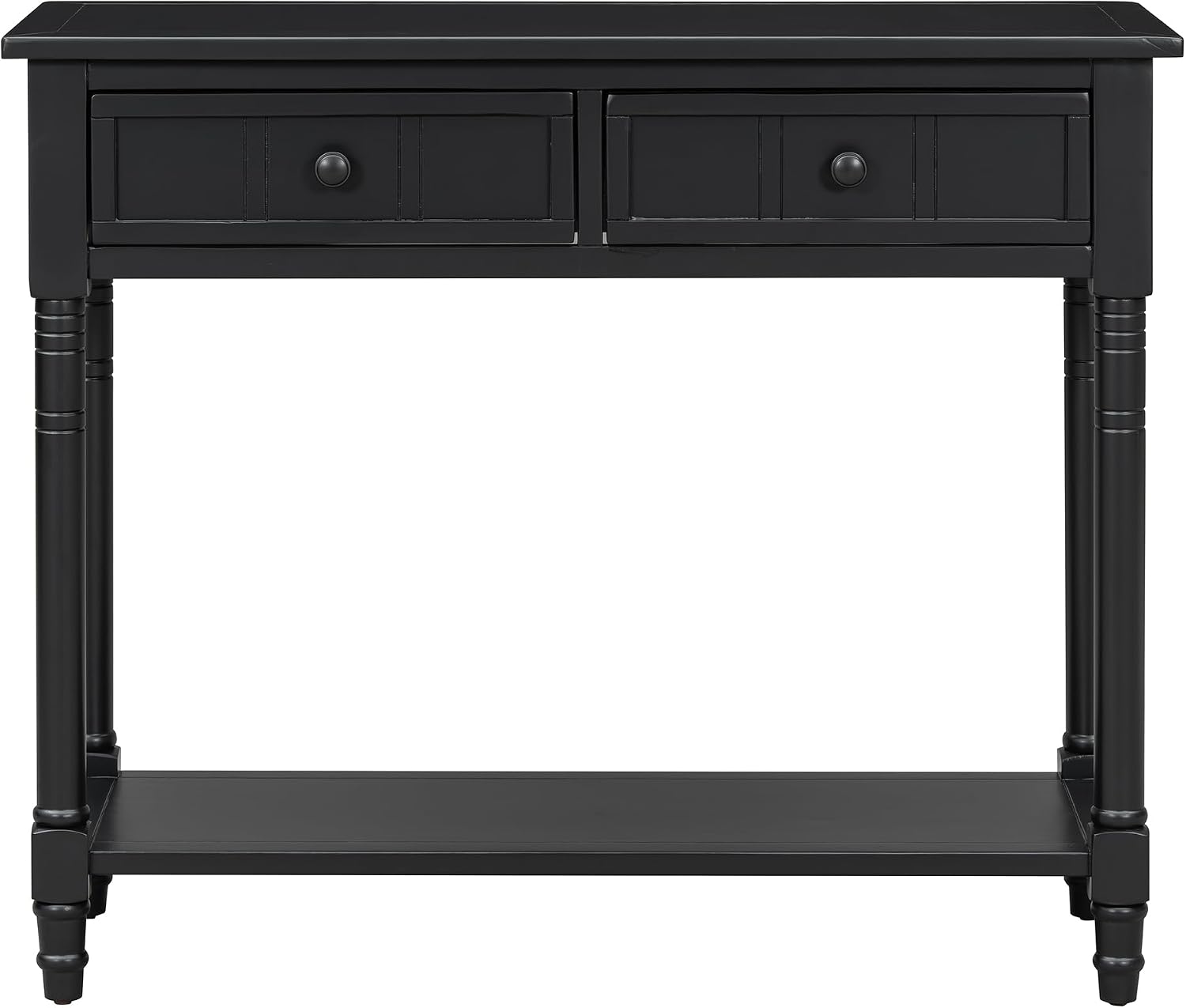 Knocbel Antique Entry Console Table with 2 Drawers & Bottom Open Shelf, Wood Sofa Tables for Entryway Hallway Living Room, 35.34' W x 13.8' D x 30.25' H, Black