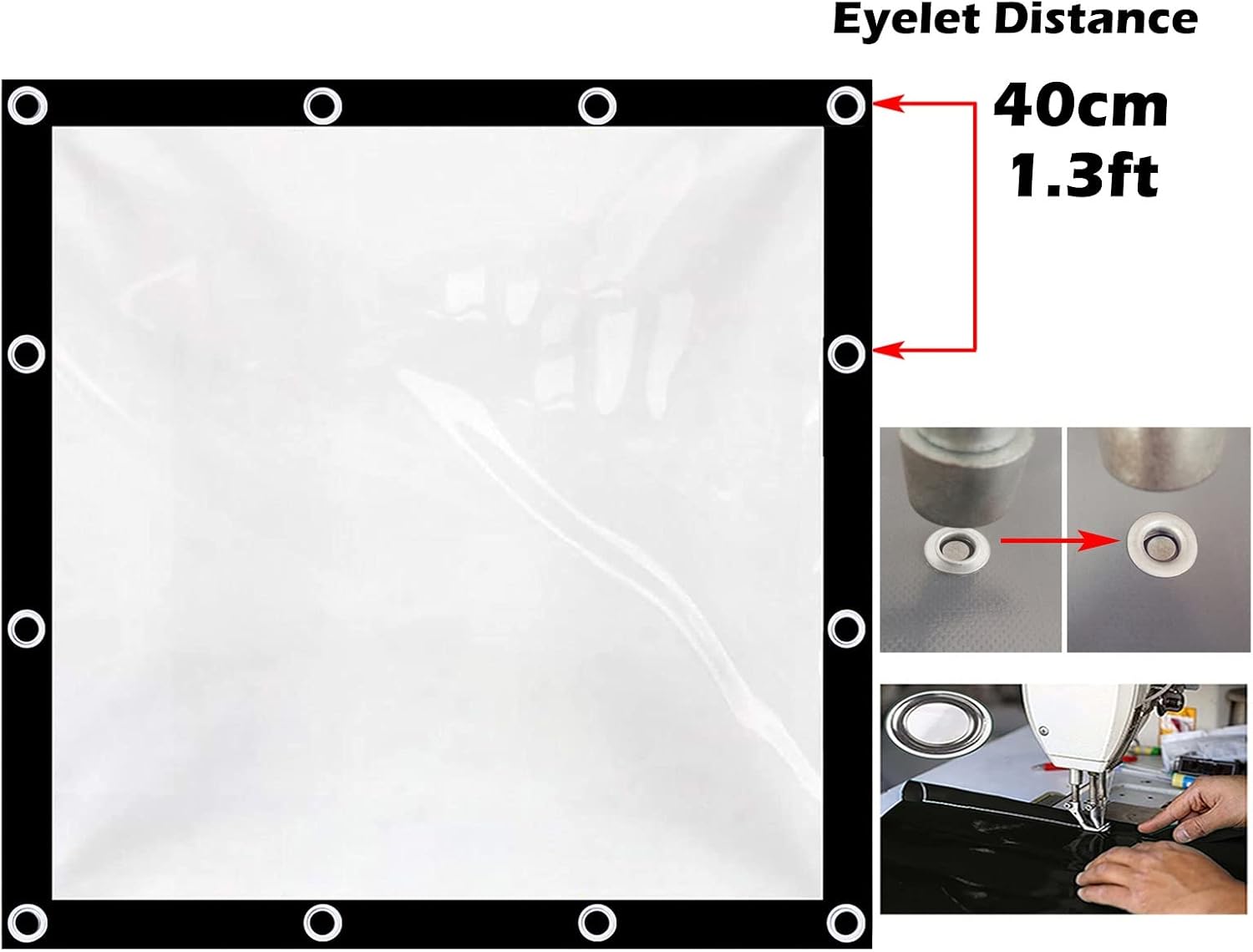 Outdoor Clear Tarp Curtain Anti-Tear Transparent Tarpaulin Waterproof Tarpaulin PVC Side Panels, for Patio Pergola Garden(14' x 20')