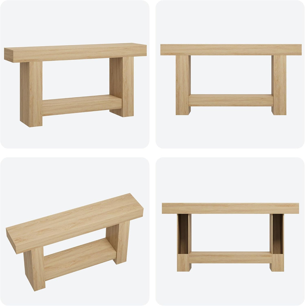 63-Inch Long Console Table, Farmhouse Sofa Table Behind Couch, Wooden Console Tables with Storage, Entryway Entry Tables for Hallway Entrance Living Room