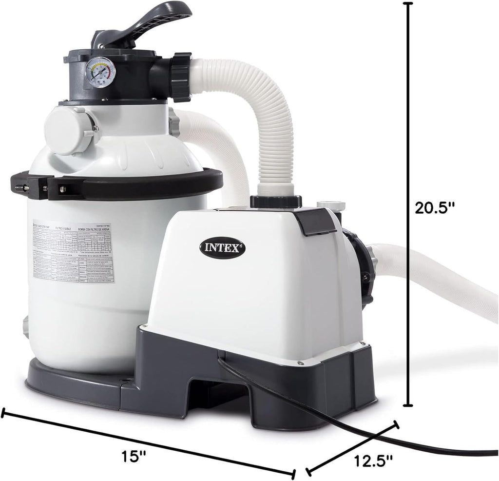 INTEX 1,500 GPH Krystal Clear Sand Filter Pump for Above Ground Pools, Swimming Pool Pump with Automatic Timer - Improved Circulation, Filtration, & Clarity