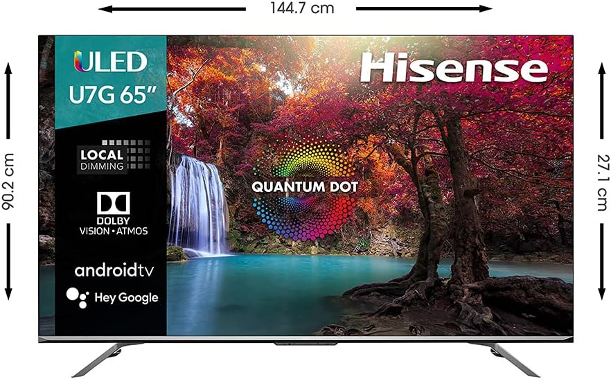 Hisense ULED Premium 65U7G QLED Series 65-inch Android 4K Smart TV with Alexa Compatibility, 1000-nit HDR10+, Dolby Vision & Atmos, 120Hz, HDMI 2.1, Game Mode Pro