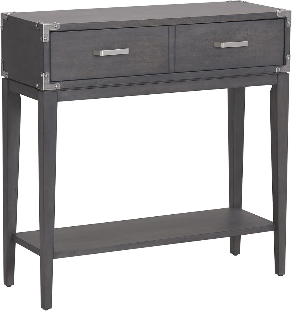 Leick Home 24032 Beckett One Drawer Hall Stand with Shelf for Living Room, Hallway, Entryway, Anthracite/Pewter
