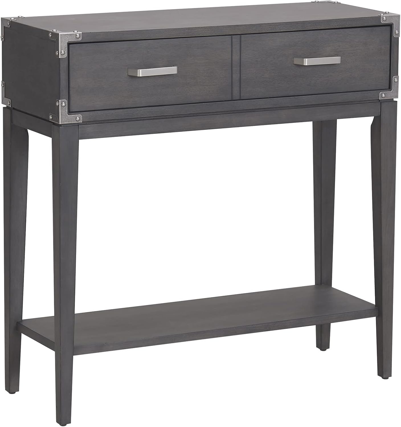 Leick Home 24032 Beckett One Drawer Hall Stand with Shelf for Living Room, Hallway, Entryway, Anthracite/Pewter