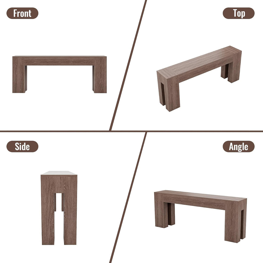 Epecoya Extra Long Sofa Console Table for Entryway Living Room, 79-Inch Farmhouse Wood Behind Couch Table, Rectangular Accent Console with Wooden Double Base for Hallway Foyer Entrance, Light Brown