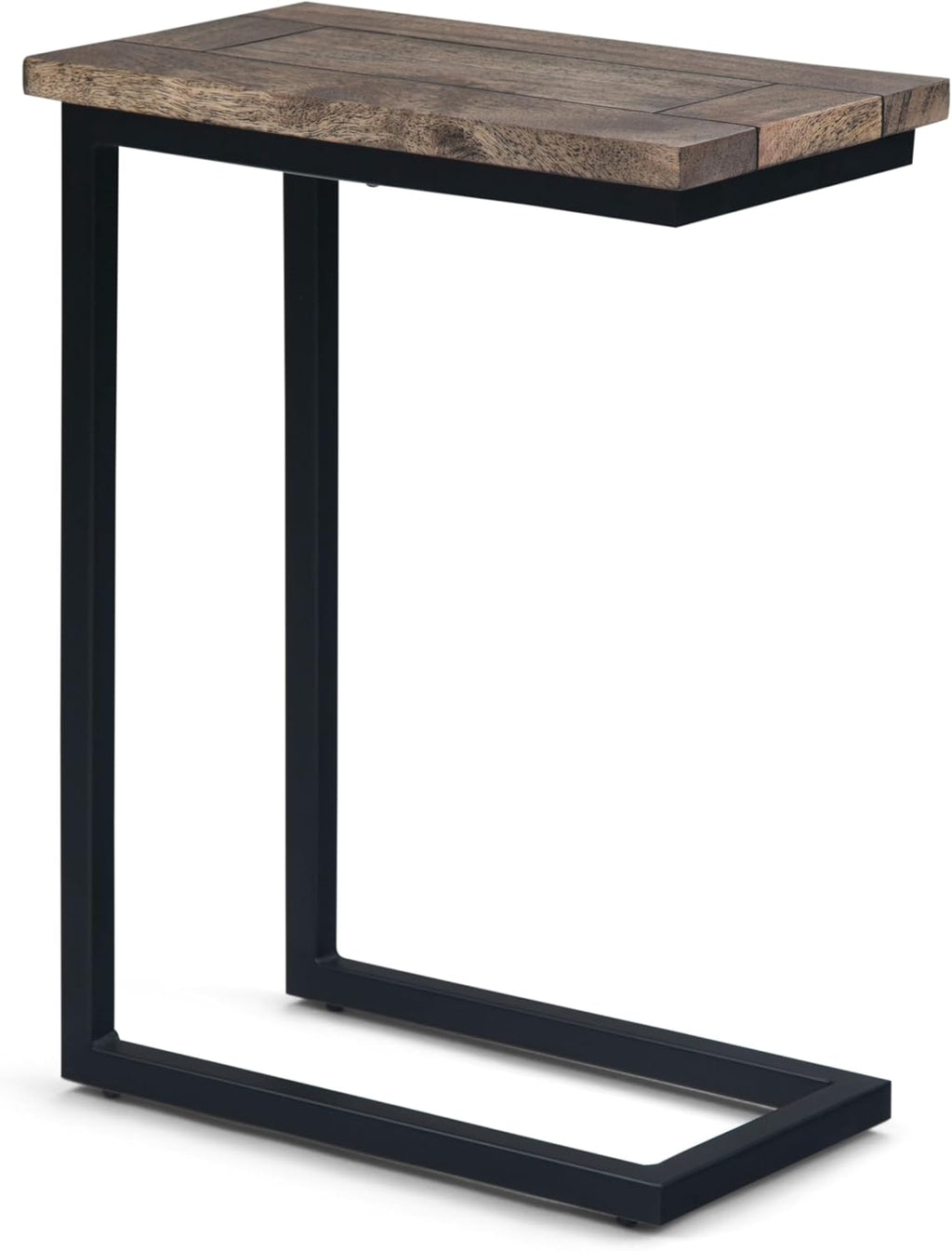 SIMPLIHOME Skyler C-Side Table - 18' Wide x 24' High Solid Mango Wood and Metal Slide-Under Table in Beach Brown, Industrial Accent Table or End Table for Living Room with Open Frame Design, Assembled