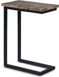 SIMPLIHOME Skyler C-Side Table - 18' Wide x 24' High Solid Mango Wood and Metal Slide-Under Table in Beach Brown, Industrial Accent Table or End Table for Living Room with Open Frame Design, Assembled