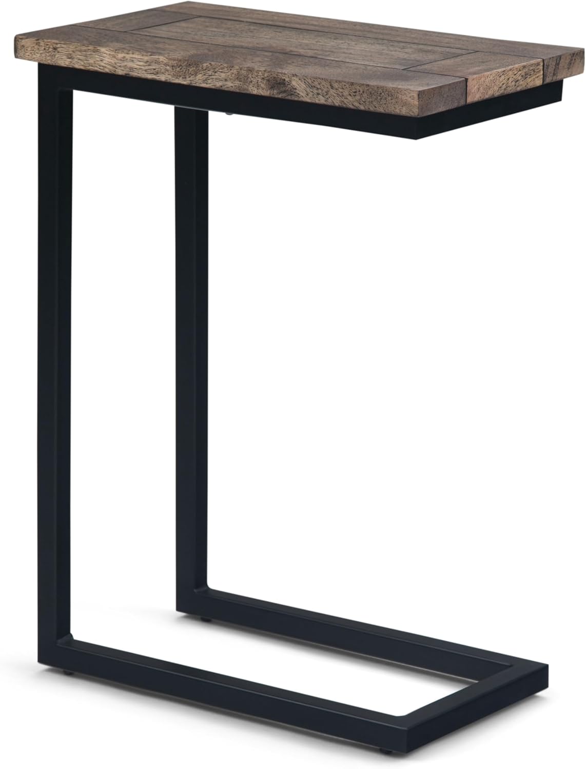 SIMPLIHOME Skyler C-Side Table - 18' Wide x 24' High Solid Mango Wood and Metal Slide-Under Table in Beach Brown, Industrial Accent Table or End Table for Living Room with Open Frame Design, Assembled