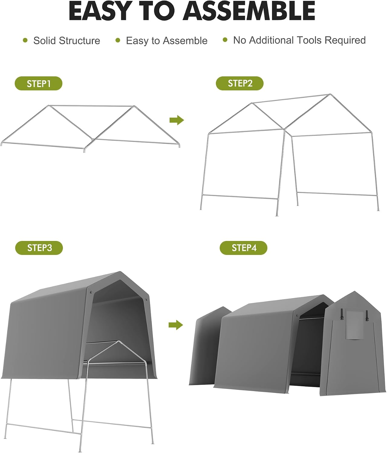 Outdoor Storage Shed 6x8 ft, Heavy Duty Portable Garage Carport Tent for Bike, ATV & Motorcycle, Waterproof Garden Storage Shelter with Mesh Window, Metal Frame Outdoor Shed Cover