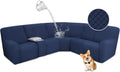 ALIECOM Waterproof Reclining Sectional Couch Covers for Reclining Sectional Stretch L Shaped Recliner Sofa Cover Washable Pet Dog Corner Sofa Slipcovers Protector (5 Seat and 1 Console, Navy Blue)