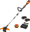 WORX Cordless String Trimmer & Lawn Edger, 13'' Electric Weed Wacker with Command Feed, 40V Weed Eater with 90° Pivoting Head, 2 Batteries & Charger Included, WG184